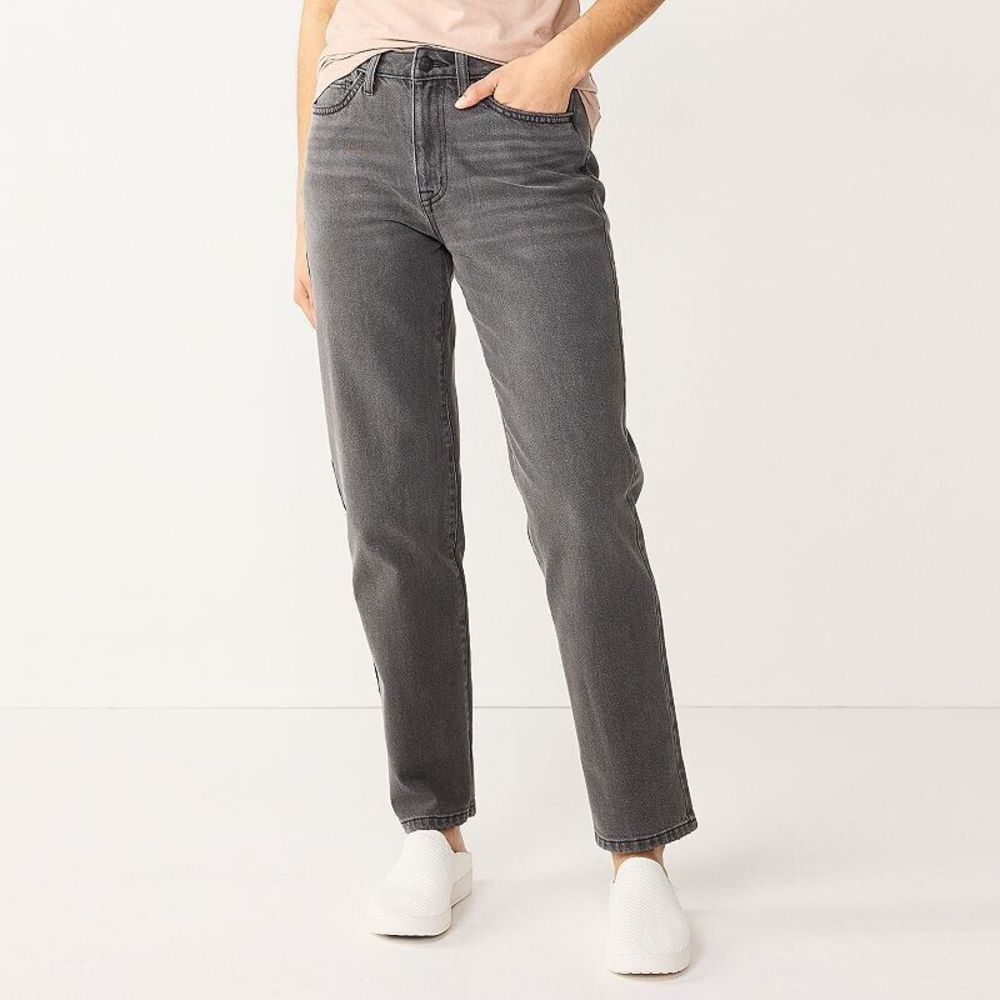 Sonoma High Rise Vintage Style Jeans Womens 12 Gray Straight Leg Cotton NEW